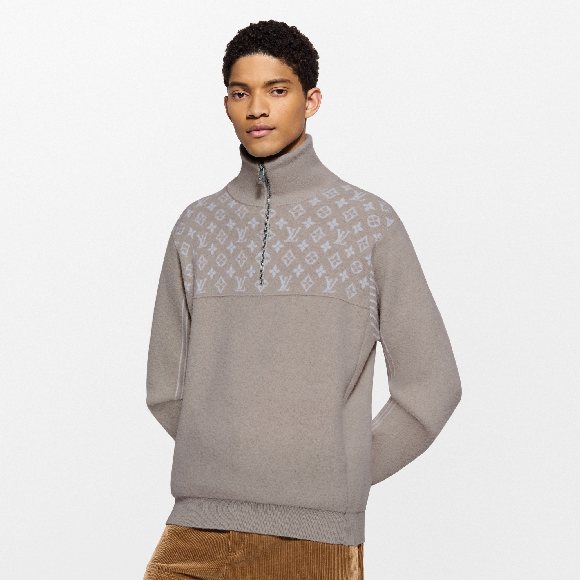Ribbed Wool Half-Zip Pullover - For Men | LOUIS VUITTON